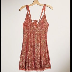 Free People Rose Gold Rush Mini Dress
